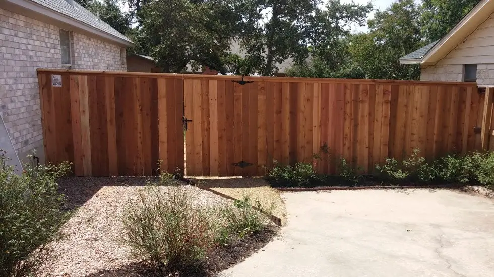 Cedar wood privacy fence built by B.C. Fence in the Austin area