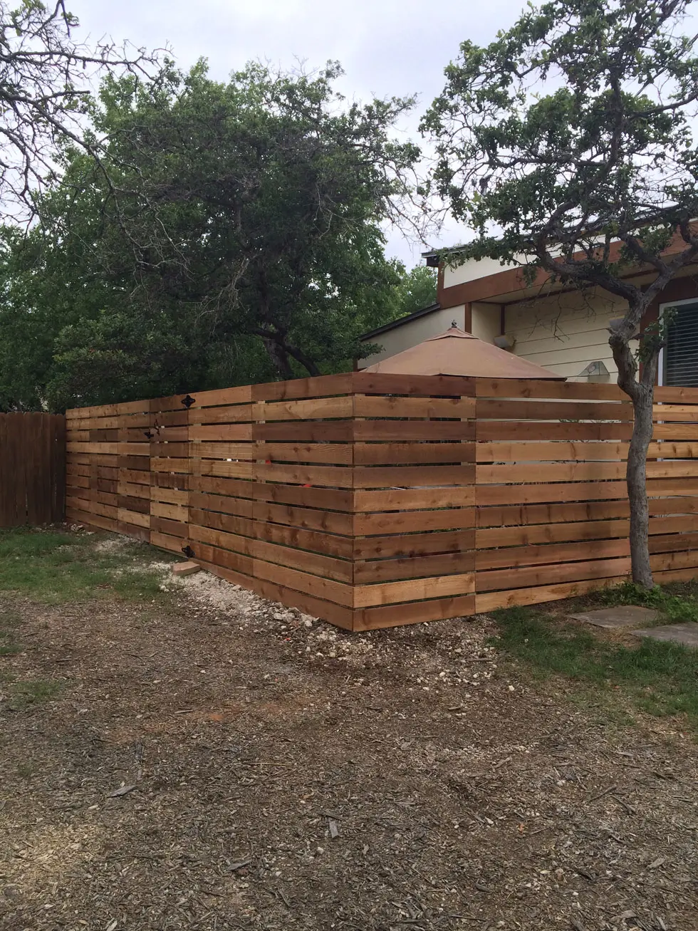 Cedar wood privacy fence built by B.C. Fence in the Austin area