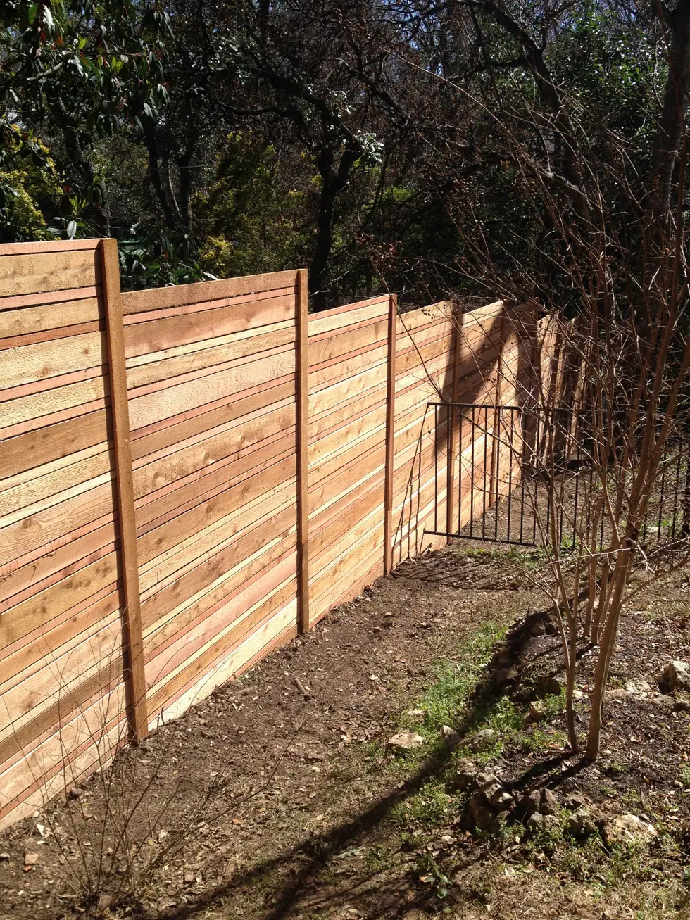 Cedar wood privacy fence built by B.C. Fence in the Austin area