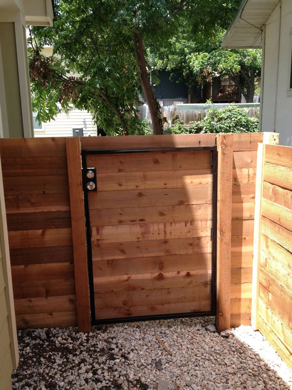Drive-through gate installed by the B.C. Fence crew in Central Texas