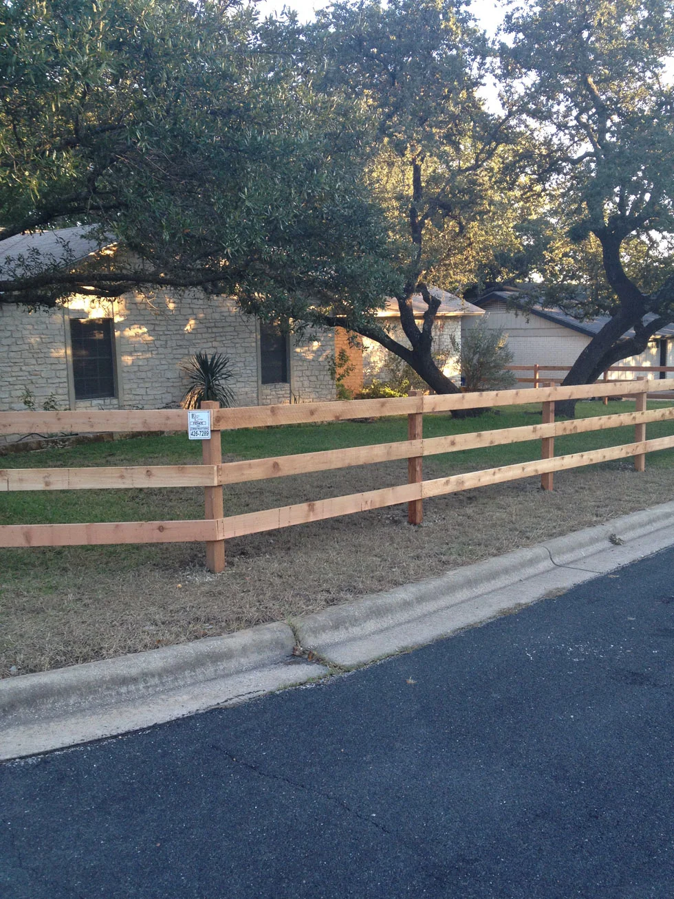 Ranch fence and gate installed by B.C. Fence, Cedar Park, TX